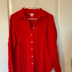 J. Crew Factory Red Gauze Button Up
